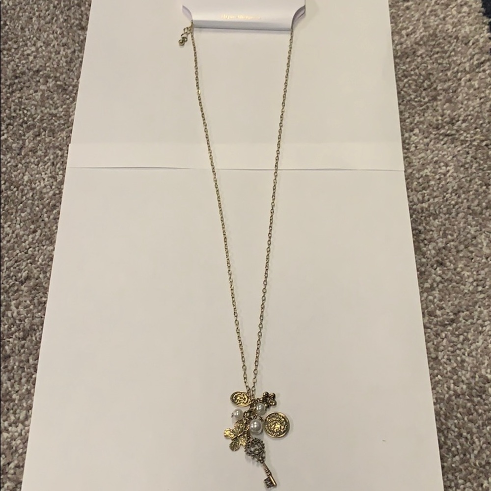 NWT charm necklace 13” with key gold colored